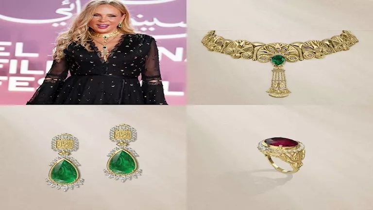 مجوهرات شيرين رضا من عزة فهمي.. اللوتس والزمرد وشعر شمس التبريزي في لوحة فنية واحدة