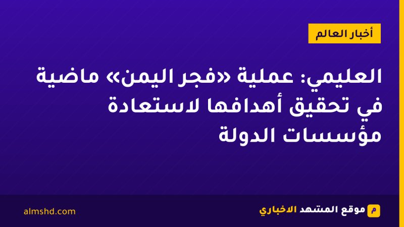 العليمي: عملية «فجر اليمن» ماضية في تحقيق أهدافها لاستعادة مؤسسات الدولة