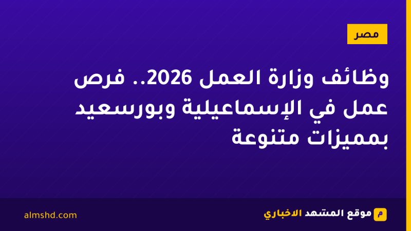 وظائف وزارة العمل 2026.. فرص عمل في الإسماعيلية وبورسعيد بمميزات متنوعة